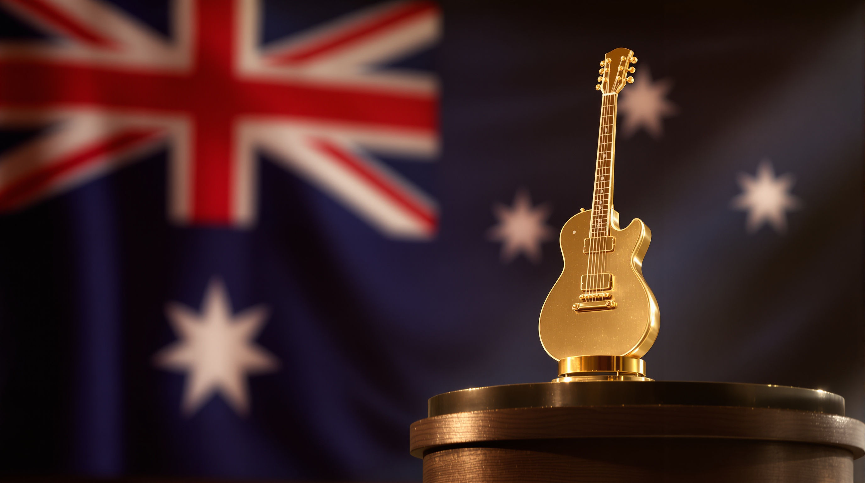 Golden guitar trophy at country music awards